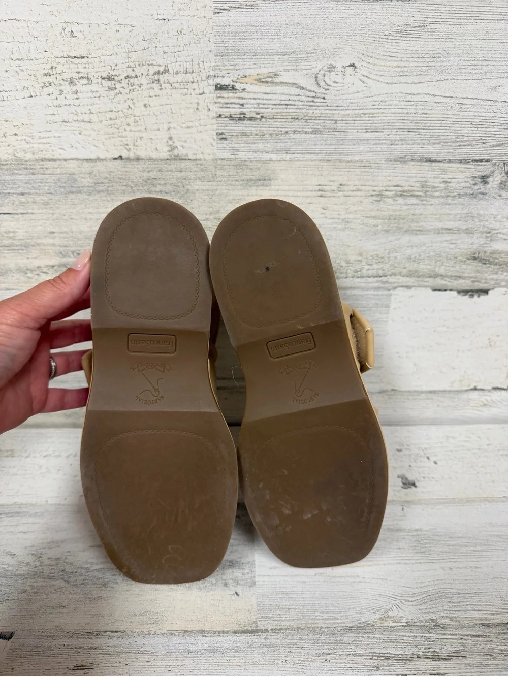 SARTO By Franco Sarto Beige Platform Sandals with Buckle Straps